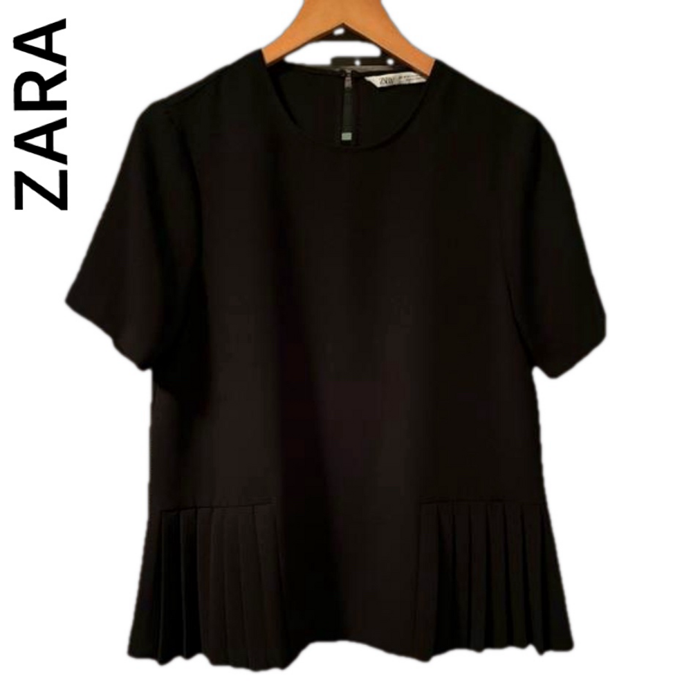 Zara Black Pleated Blouse Medium - Picture 1 of 3